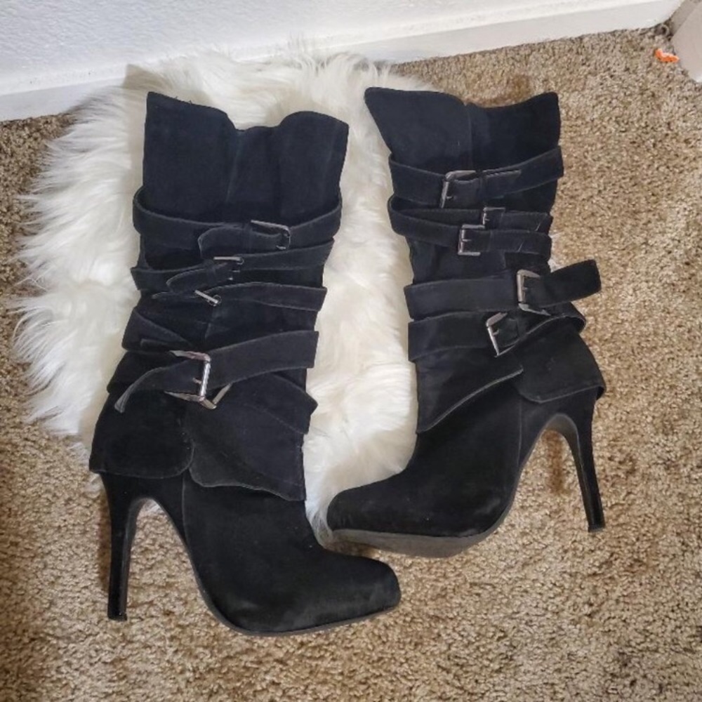 💕 $10 in bundle -Anne Michelle Black SuedeBoots 8